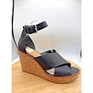 Dolce Vita Unbane Black Cork Wedge Sandal Open Toe Ankle Strap NWOT Size  9.5
